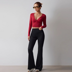 V-neck long-sleeved shirt