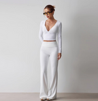 V-neck long-sleeved shirt