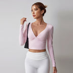 V-neck long-sleeved shirt