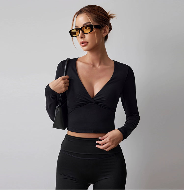 V-Ausschnitt Langarmshirt