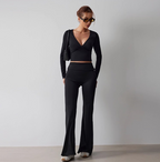 V-neck long-sleeved shirt