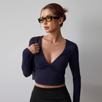 V-neck long-sleeved shirt